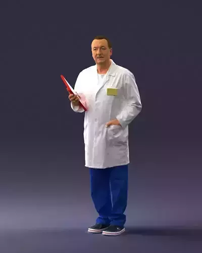 000187 Doctor in Lab Coat with Folder 1004 3dp 3D print model