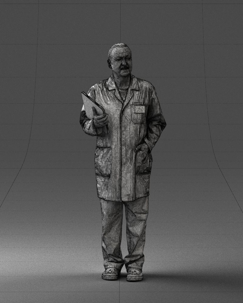 000187 Doctor in Lab Coat with Folder 1004 3dp 3D print model_8