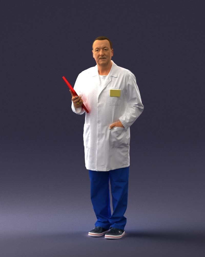 000187 Doctor in Lab Coat with Folder 1004 3dp 3D print model_3