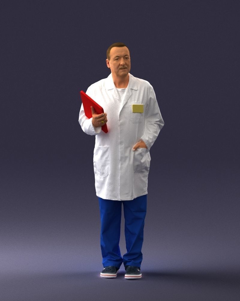 000187 Doctor in Lab Coat with Folder 1004 3dp 3D print model_6