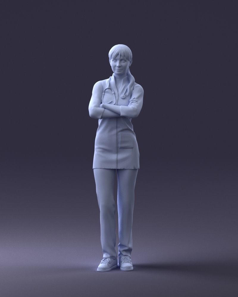 000188 Doctor in Medical Uniform with Stethoscope 1008 3D model_1