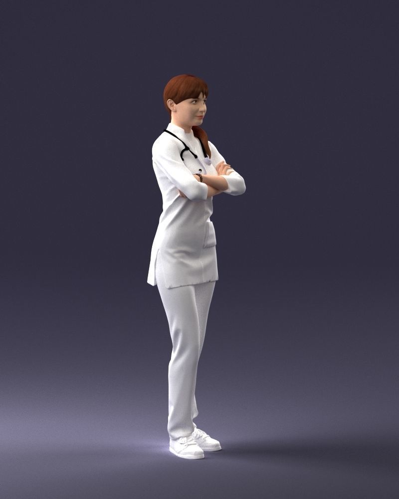 000188 Doctor in Medical Uniform with Stethoscope 1008 3D model_9