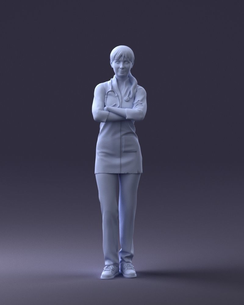 000188 Doctor in Medical Uniform with Stethoscope 1008 3D model_4