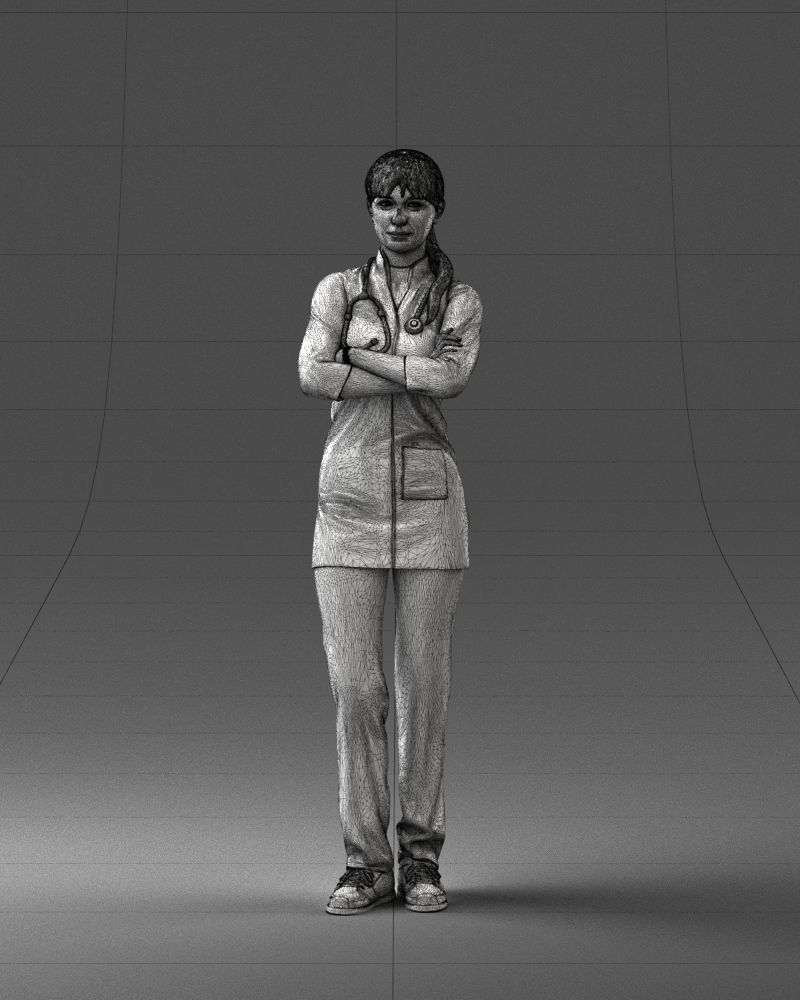 000188 Doctor in Medical Uniform with Stethoscope 1008 3D model_2