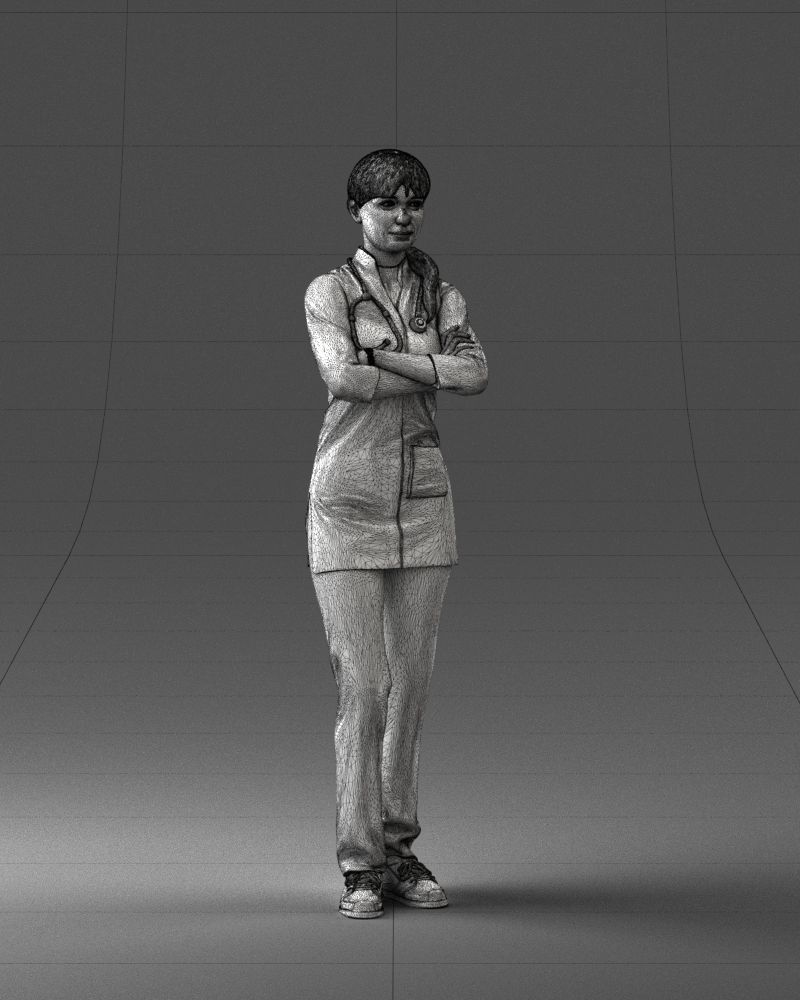 000188 Doctor in Medical Uniform with Stethoscope 1008 3D model_8