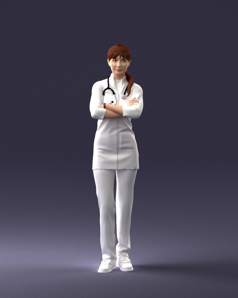 000188 Doctor in Medical Uniform with Stethoscope 1008 3D model_3