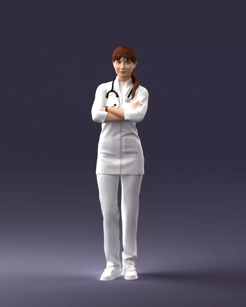 000188 Doctor in Medical Uniform with Stethoscope 1008 3D model_0