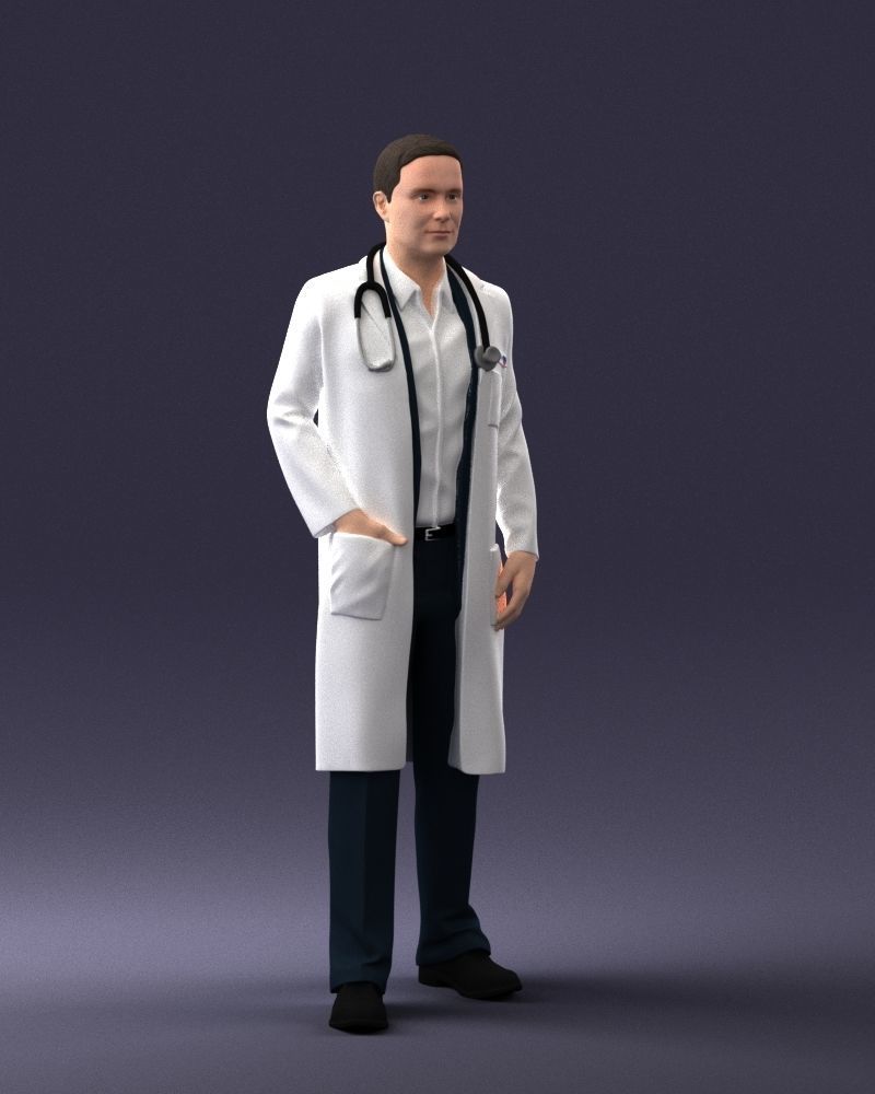 000321 Male Doctor in White Lab Coat 1121 3D model_7