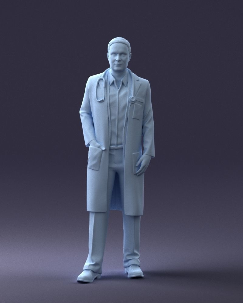 000321 Male Doctor in White Lab Coat 1121 3D model_2