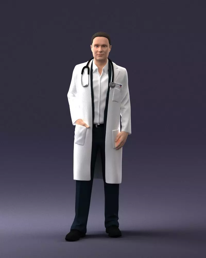 000321 Male Doctor in White Lab Coat 1121 3dp 3D print model_0