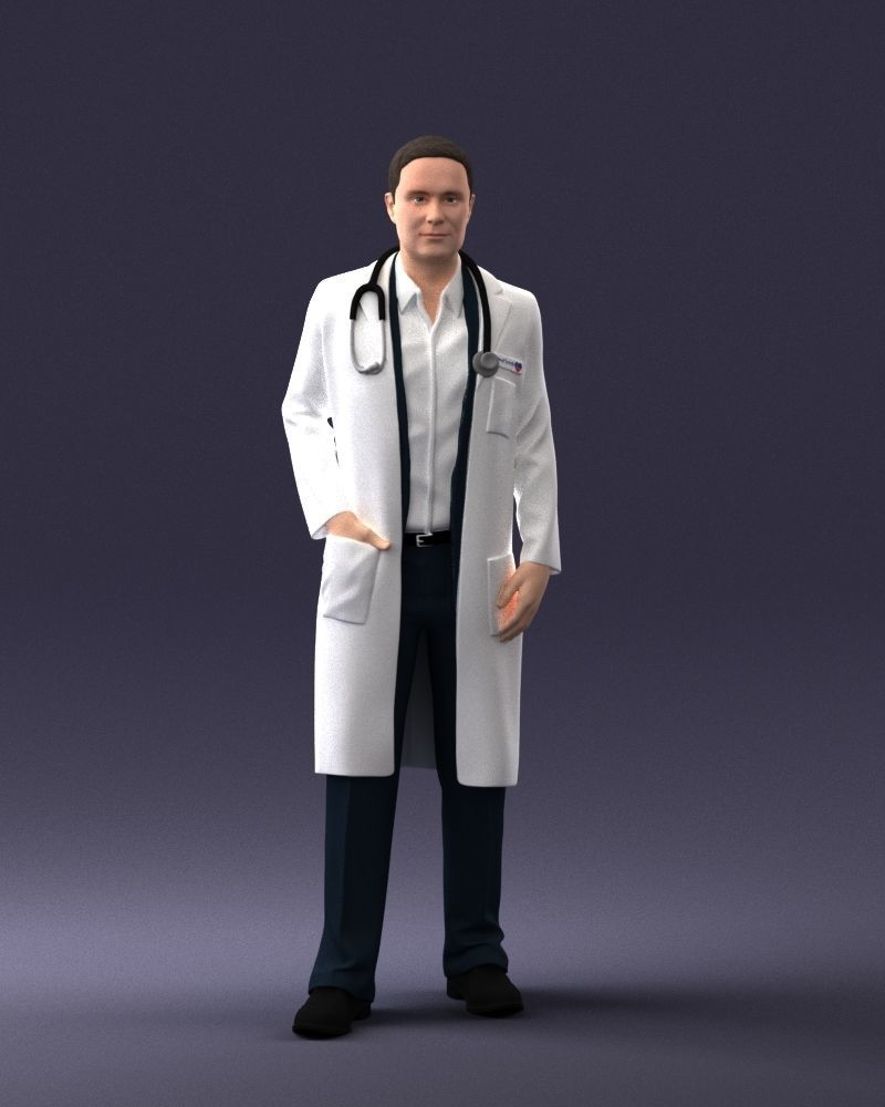000321 Male Doctor in White Lab Coat 1121 3dp 3D print model_4