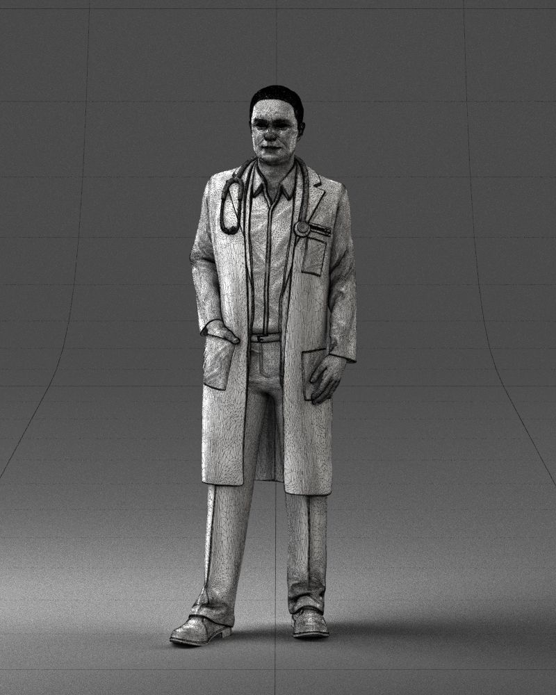000321 Male Doctor in White Lab Coat 1121 3dp 3D print model_36