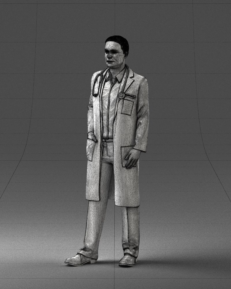 000321 Male Doctor in White Lab Coat 1121 3dp 3D print model_33