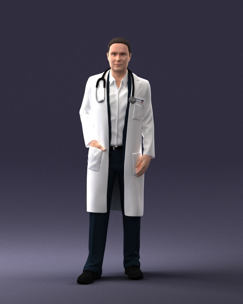000321 Male Doctor in White Lab Coat 1121 3dp 3D print model_37