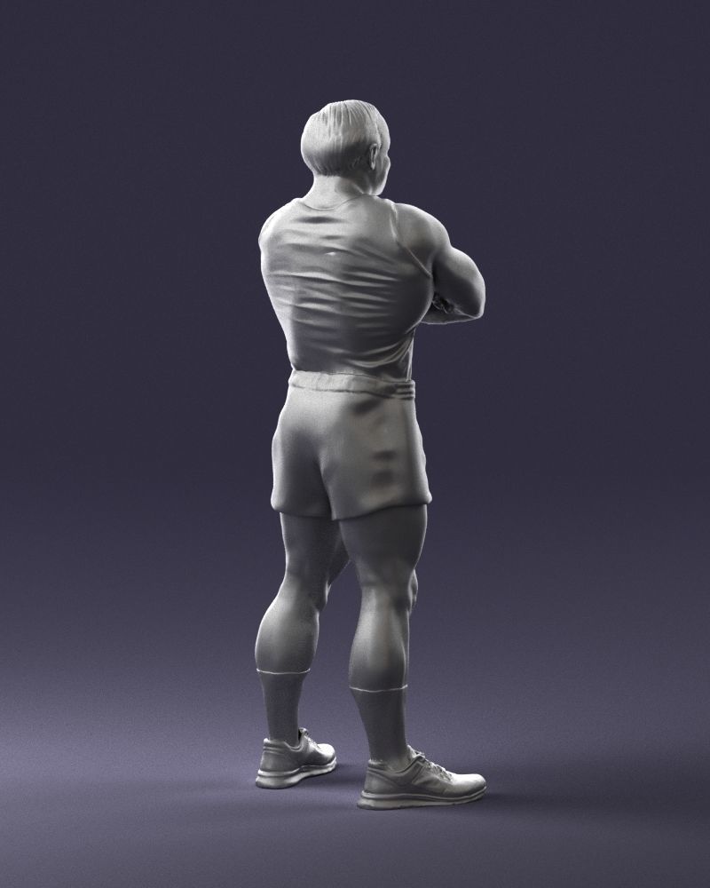 Elderly bodybuilder in shorts 0168 3D Print Ready 3D print model_16