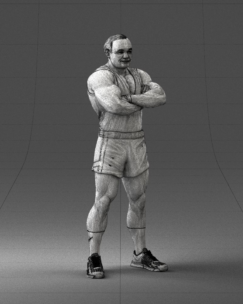 Elderly bodybuilder in shorts 0168 3D Print Ready 3D print model_8