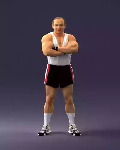 000504 Athlete in Tank Top Arms Crossed 3D Print