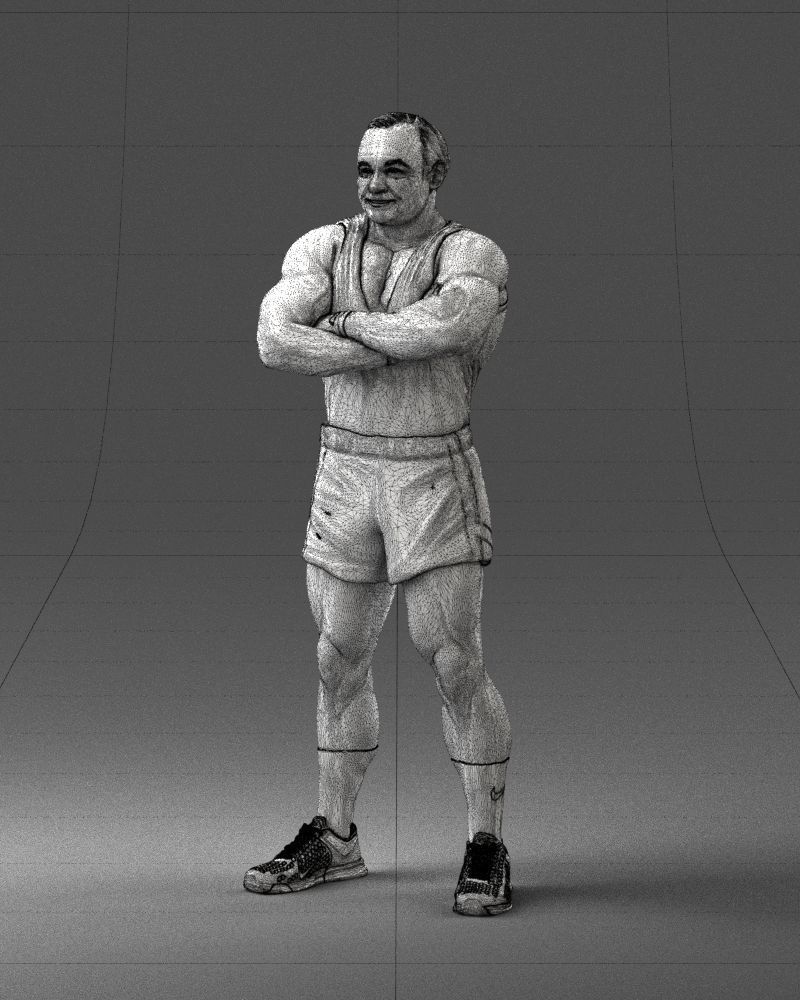 Elderly bodybuilder in shorts 0168 3D Print Ready 3D print model_32