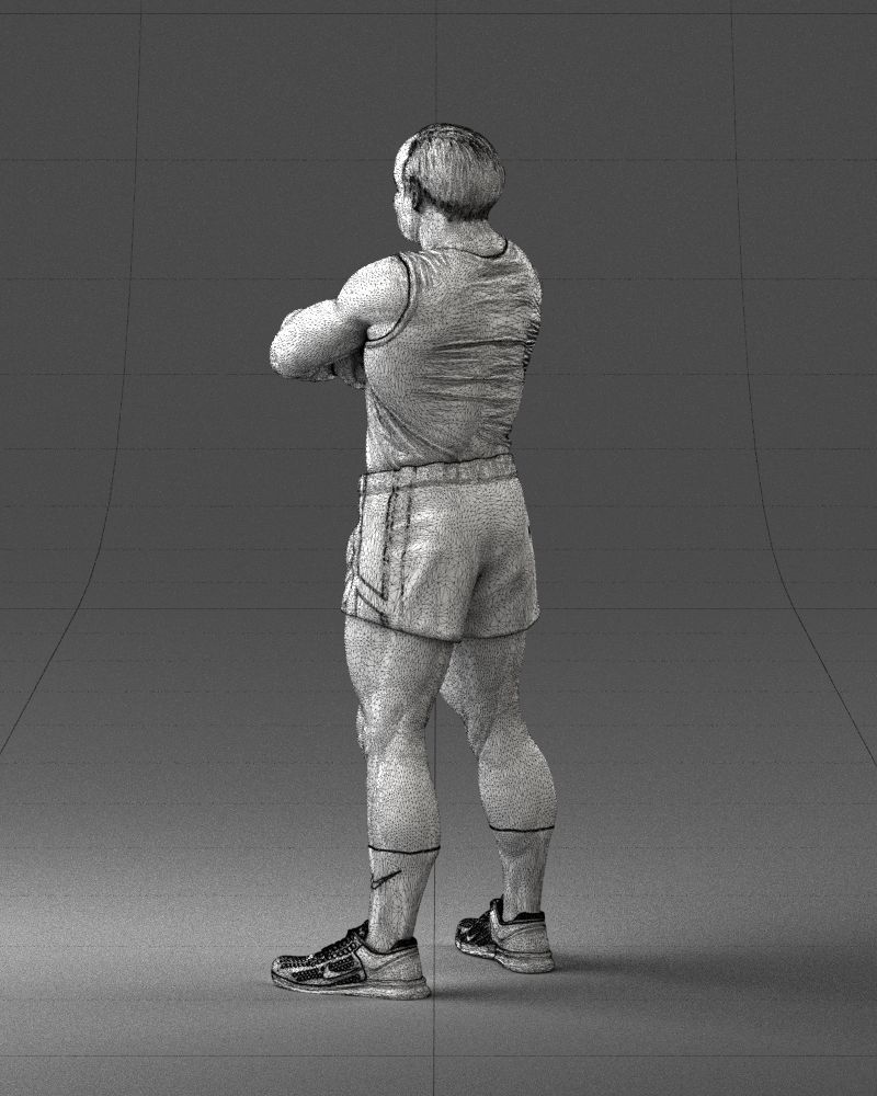 Elderly bodybuilder in shorts 0168 3D Print Ready 3D print model_23