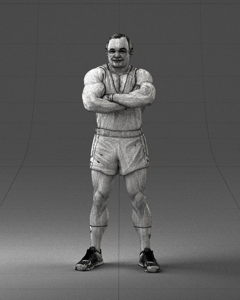 Elderly bodybuilder in shorts 0168 3D Print Ready 3D print model_35