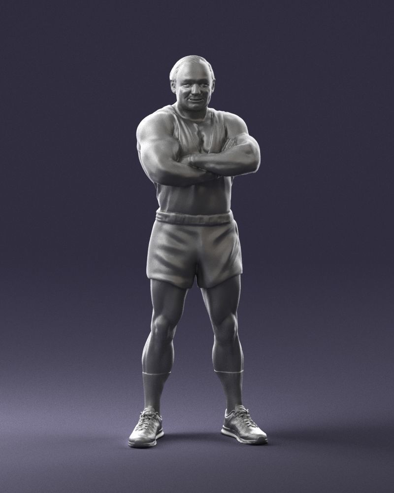 Elderly bodybuilder in shorts 0168 3D Print Ready 3D print model_4