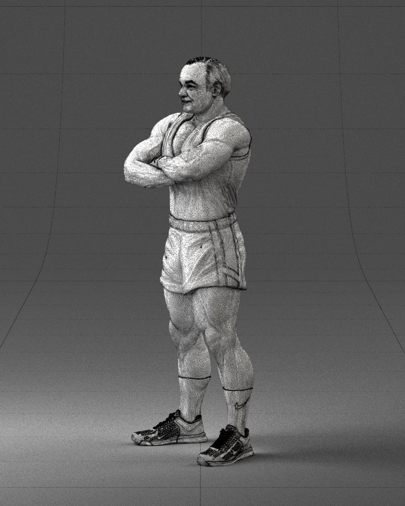 Elderly bodybuilder in shorts 0168 3D Print Ready 3D print model_29