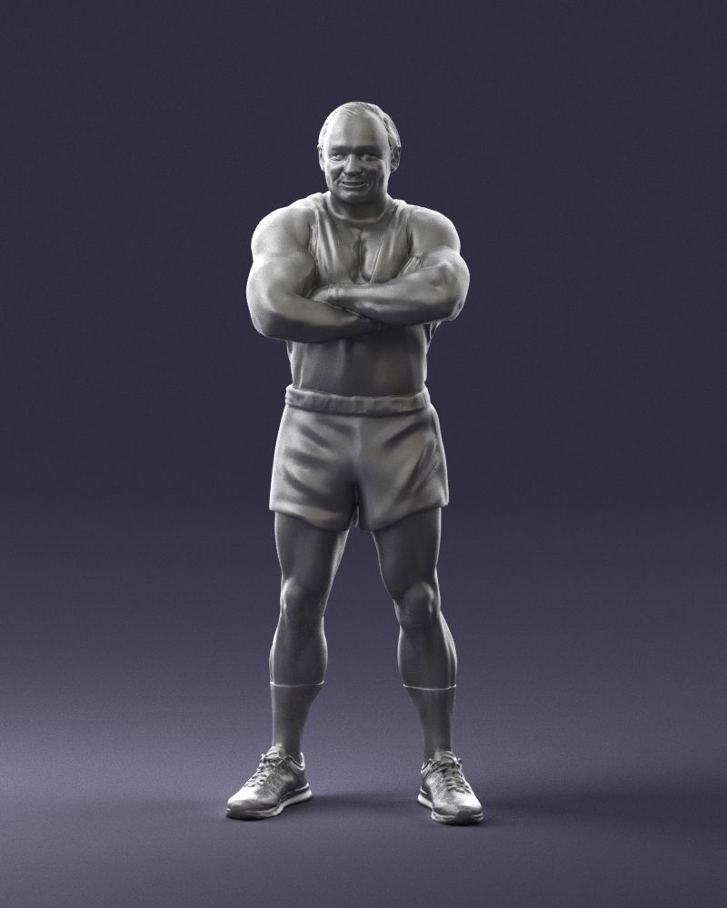 Elderly bodybuilder in shorts 0168 3D Print Ready 3D print model_34