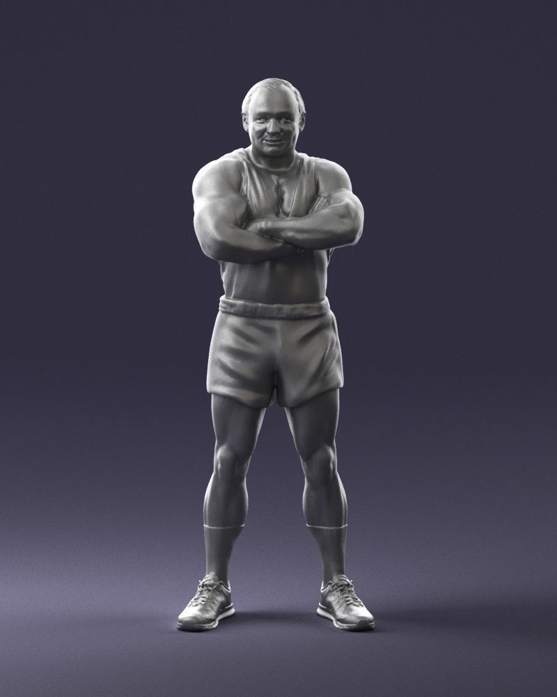 Elderly bodybuilder in shorts 0168 3D Print Ready 3D print model_1