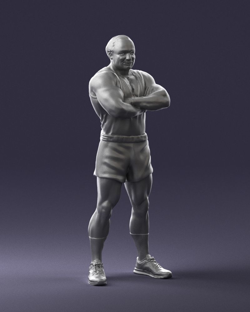 Elderly bodybuilder in shorts 0168 3D Print Ready 3D print model_7