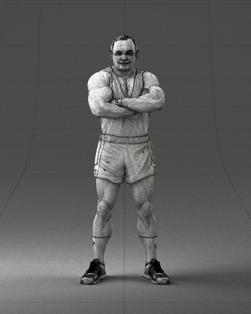 Elderly bodybuilder in shorts 0168 3D Print Ready 3D print model_2