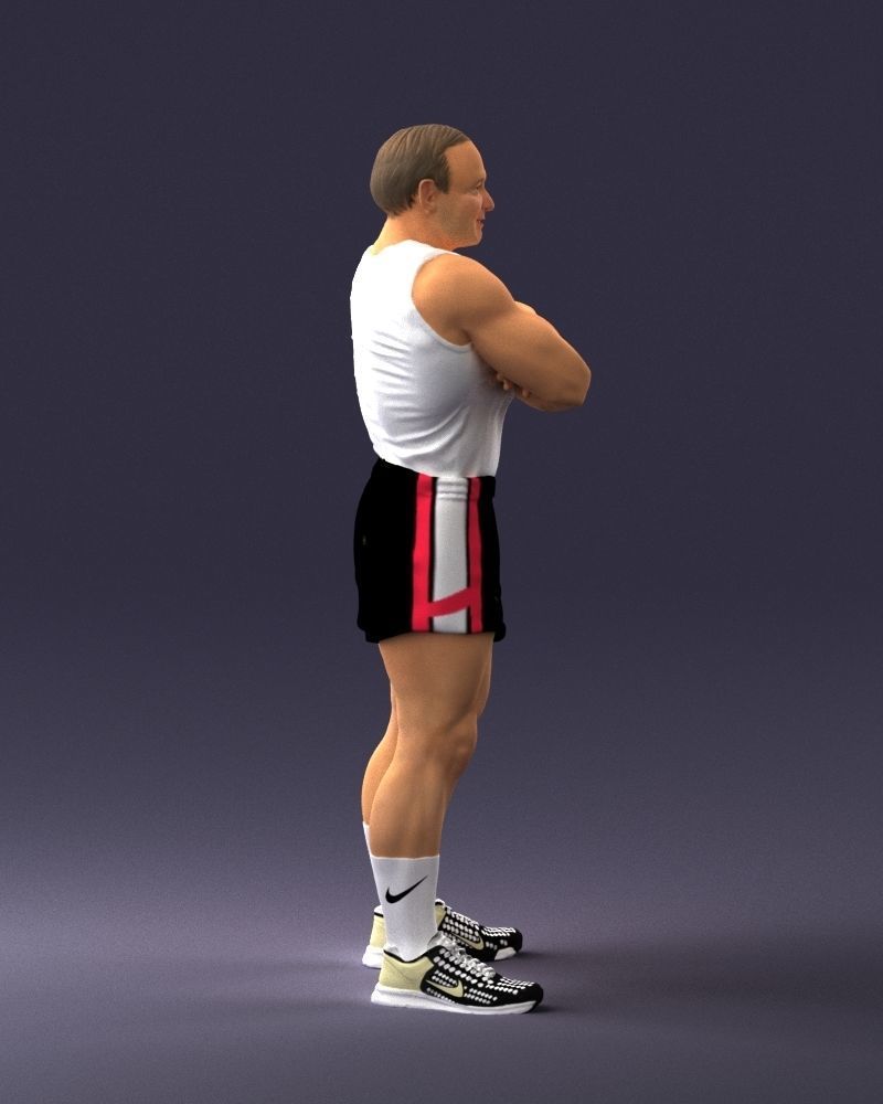 Elderly bodybuilder in shorts 0168 3D Print Ready 3D print model_12