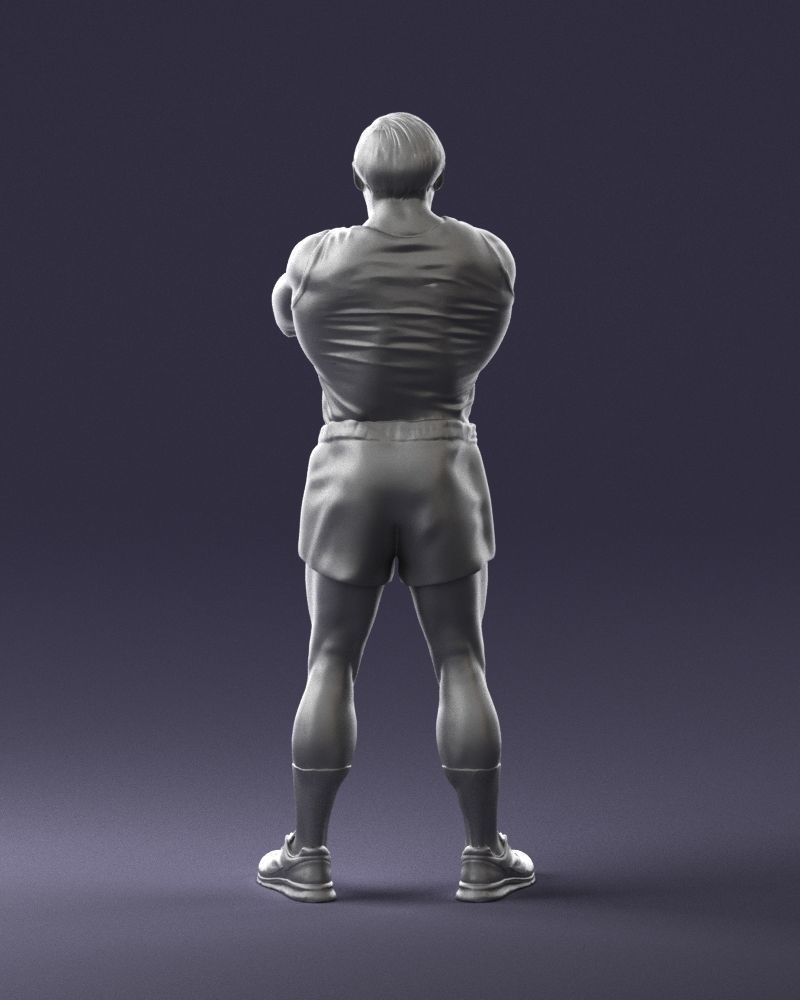 Elderly bodybuilder in shorts 0168 3D Print Ready 3D print model_19