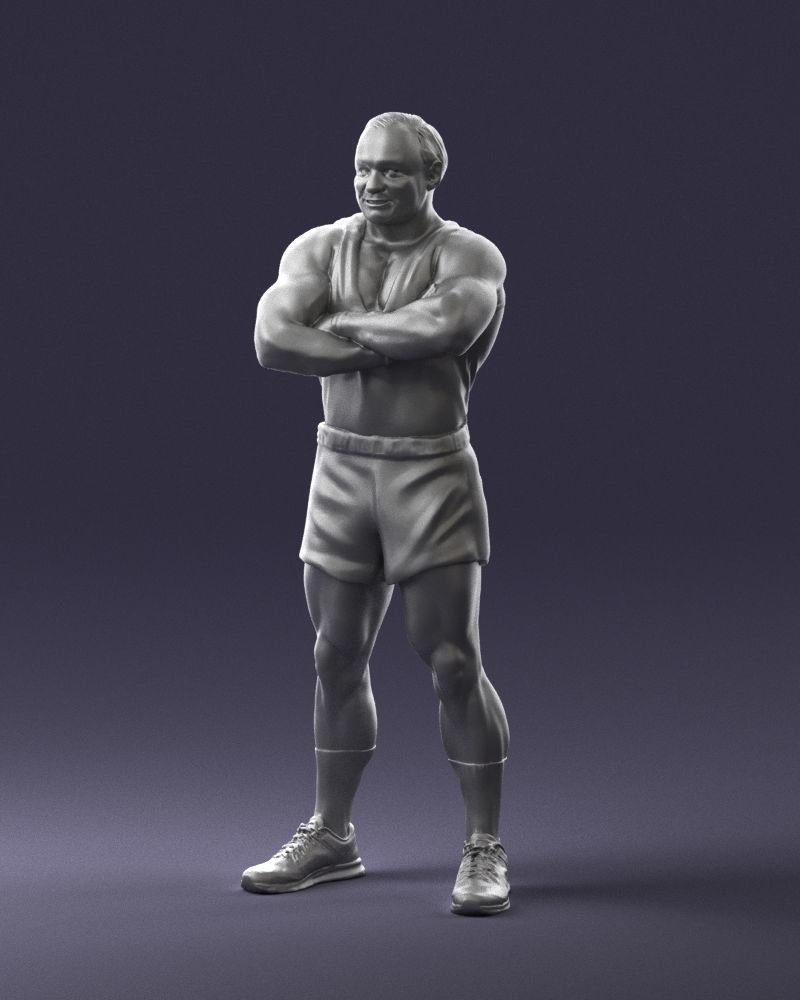 Elderly bodybuilder in shorts 0168 3D Print Ready 3D print model_31