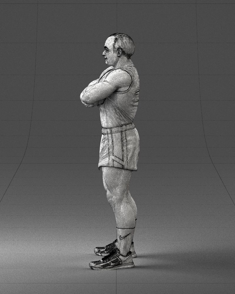 Elderly bodybuilder in shorts 0168 3D Print Ready 3D print model_26