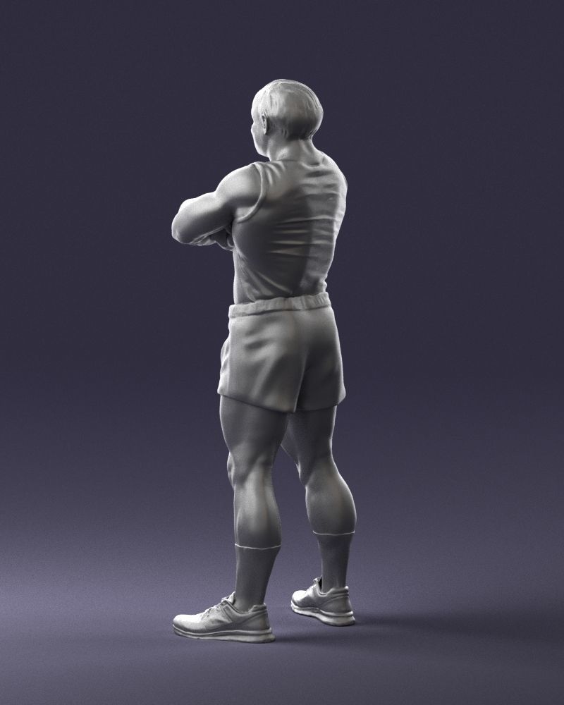 Elderly bodybuilder in shorts 0168 3D Print Ready 3D print model_22