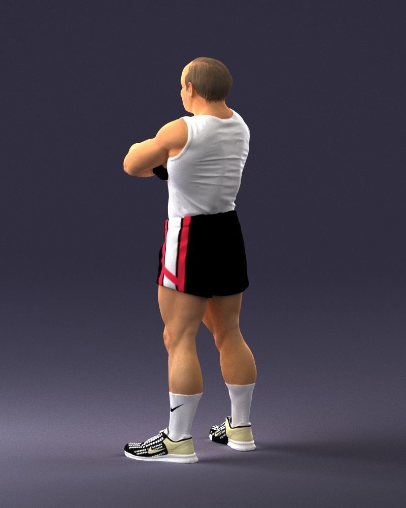 Elderly bodybuilder in shorts 0168 3D Print Ready 3D print model_21