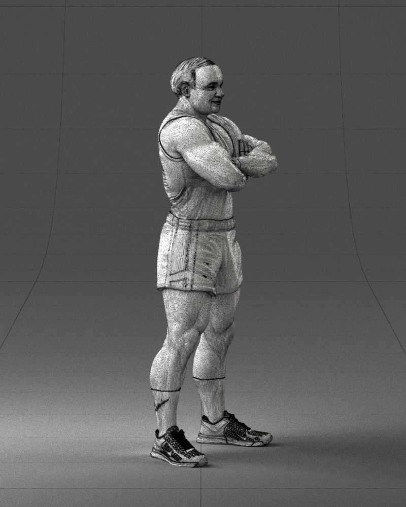 Elderly bodybuilder in shorts 0168 3D Print Ready 3D print model_11