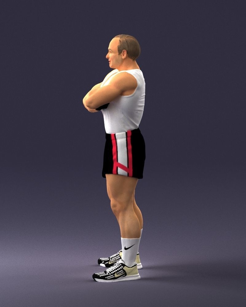 Elderly bodybuilder in shorts 0168 3D Print Ready 3D print model_24