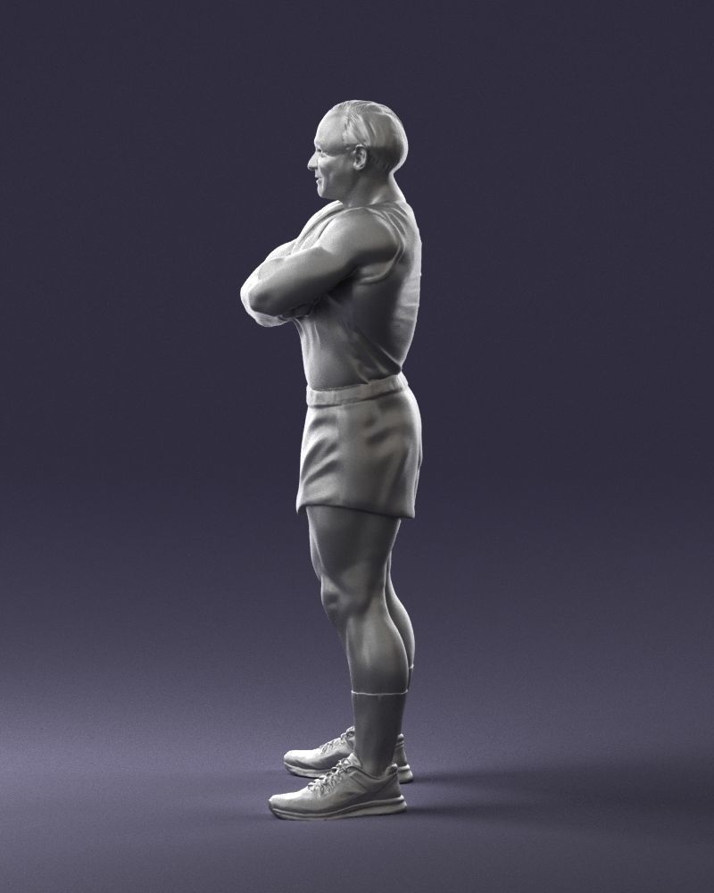Elderly bodybuilder in shorts 0168 3D Print Ready 3D print model_25