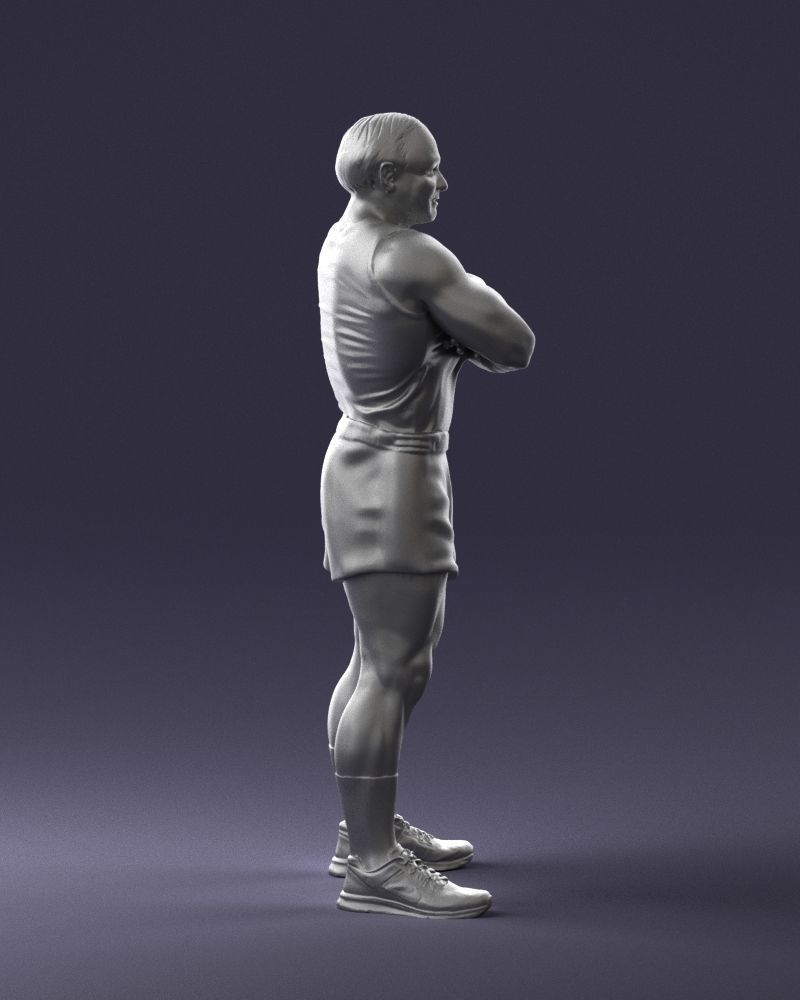 Elderly bodybuilder in shorts 0168 3D Print Ready 3D print model_13
