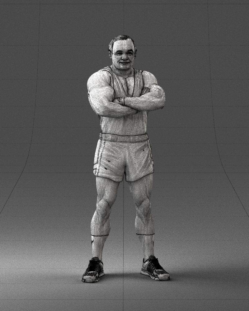 Elderly bodybuilder in shorts 0168 3D Print Ready 3D print model_5