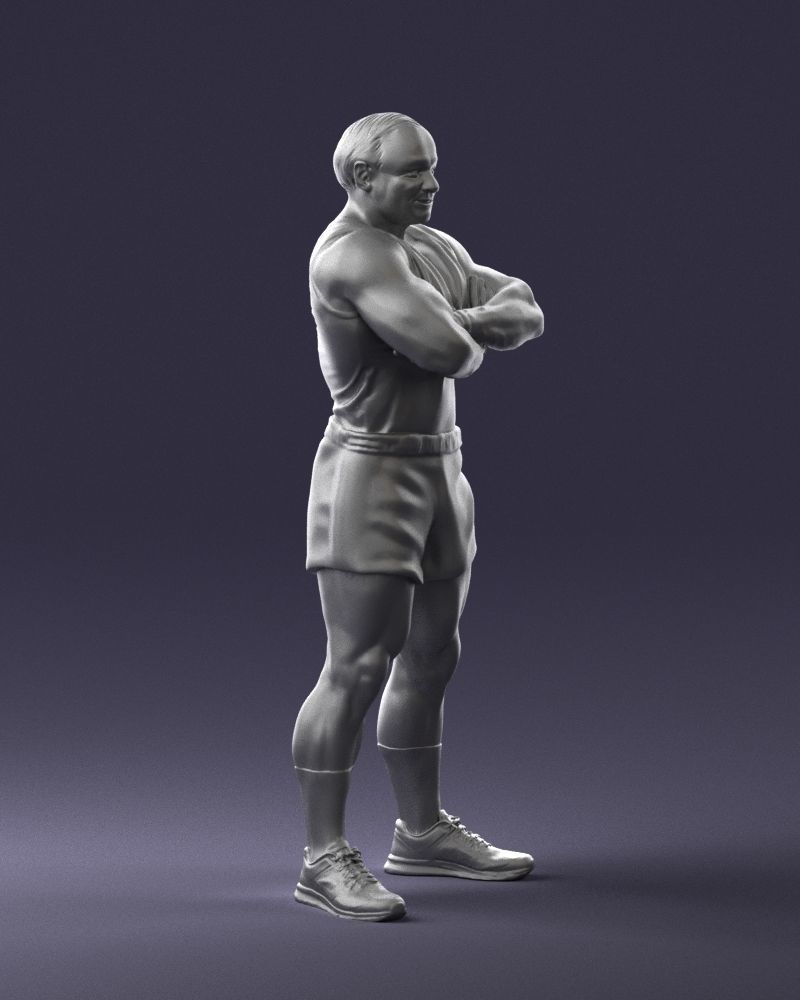 Elderly bodybuilder in shorts 0168 3D Print Ready 3D print model_10