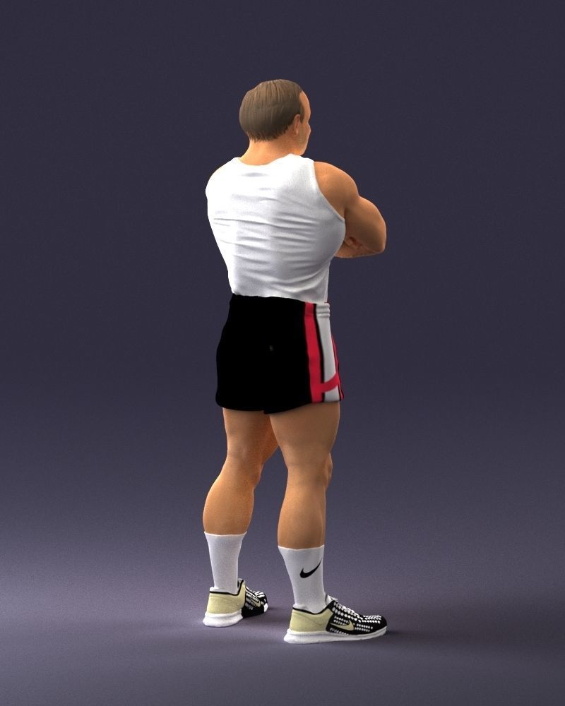 Elderly bodybuilder in shorts 0168 3D Print Ready 3D print model_15