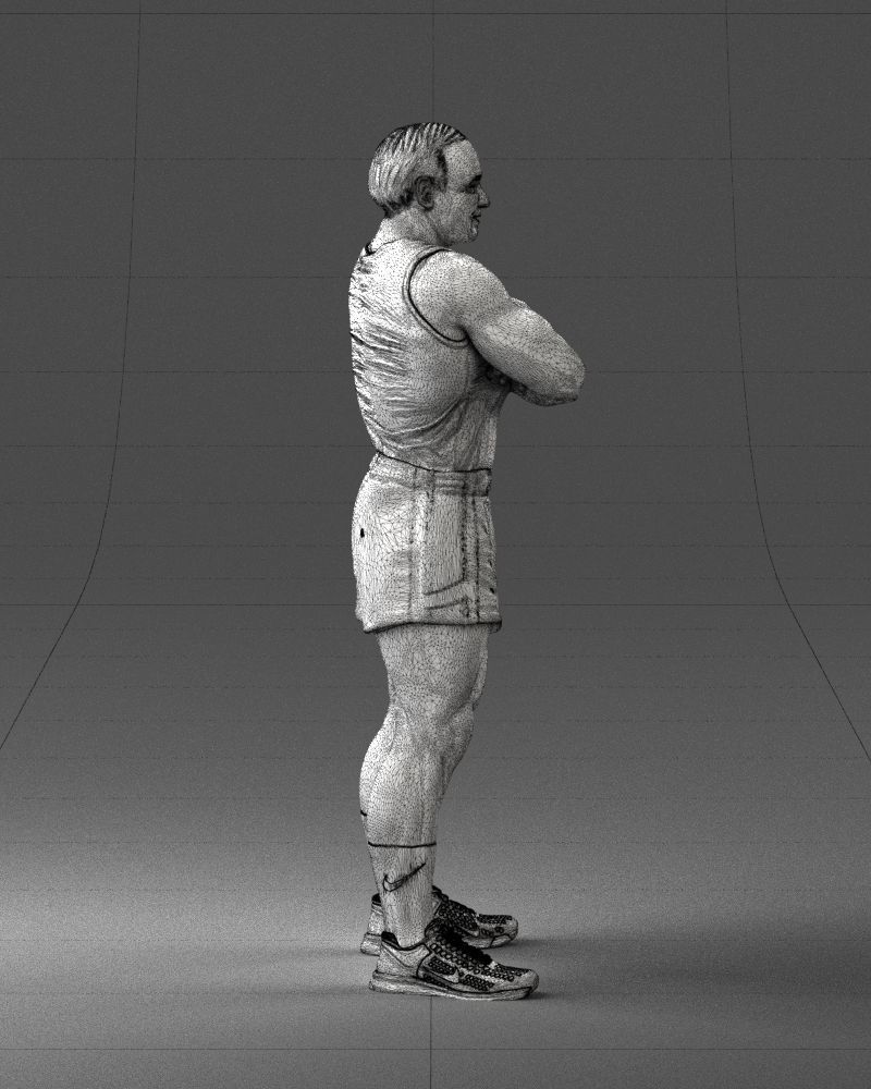 Elderly bodybuilder in shorts 0168 3D Print Ready 3D print model_14
