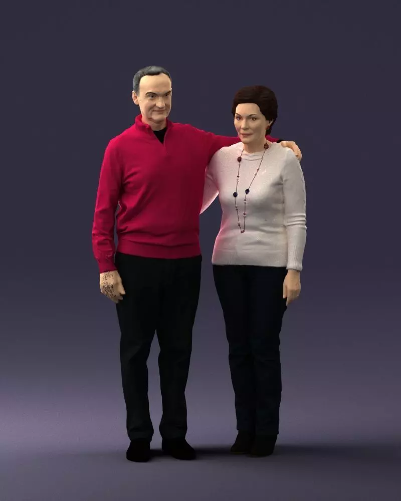 000376 Older Couple Standing Together 3D model