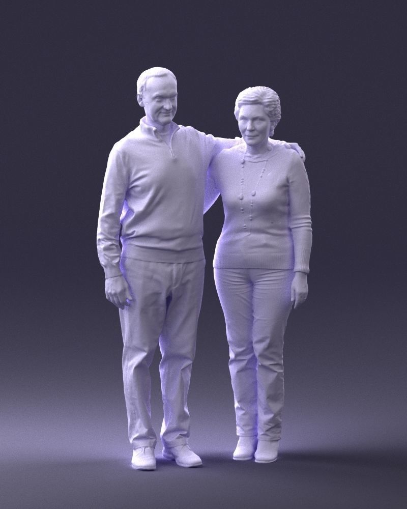 000376 Older Couple Standing Together 3dp 3D print model_5