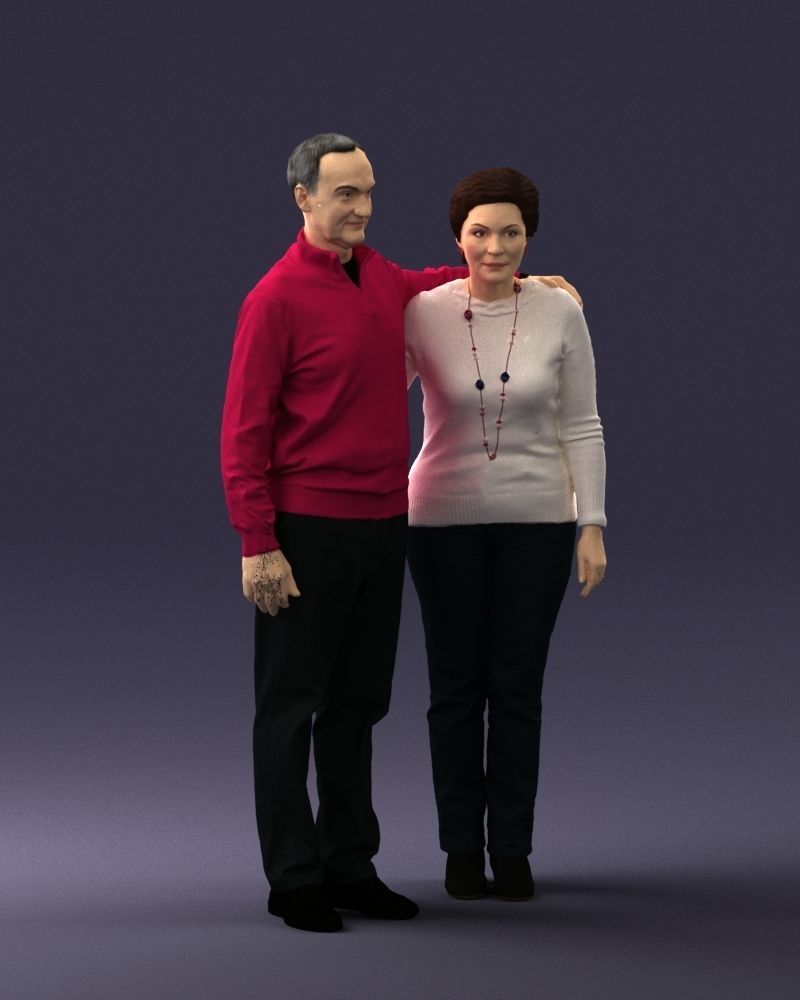 000376 Older Couple Standing Together 3dp 3D print model_7