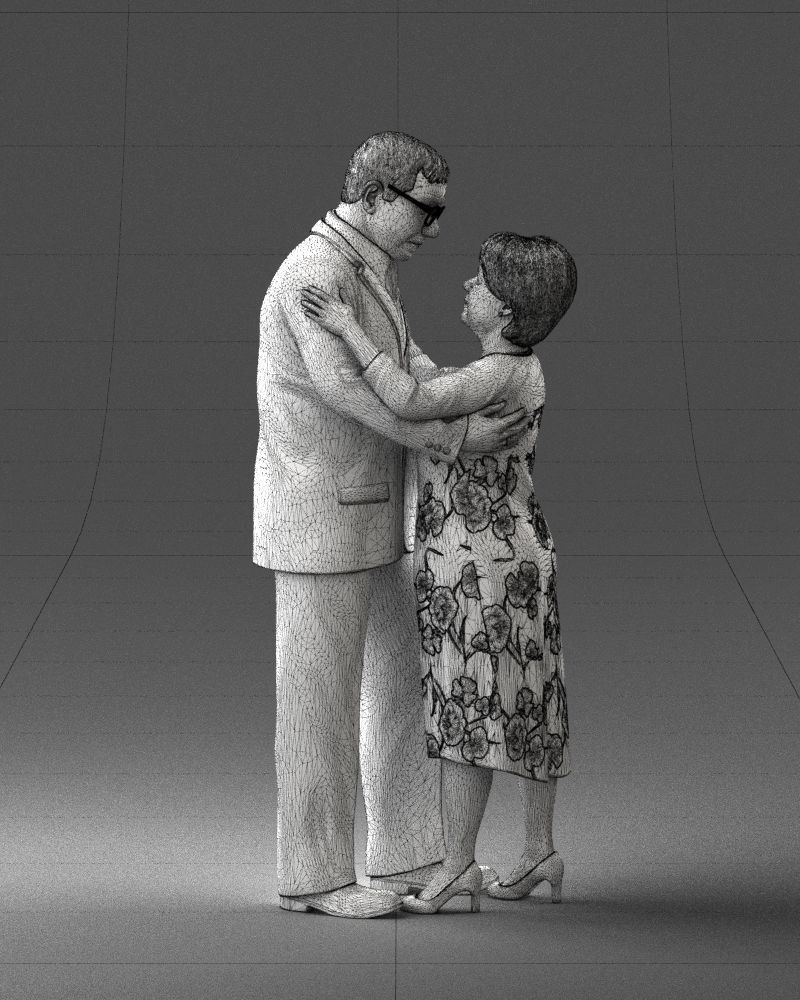 000279 Realistic Elderly Couple Embracing 0709 3D model_39