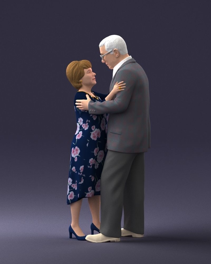 000279 Realistic Elderly Couple Embracing 0709 3D model_19