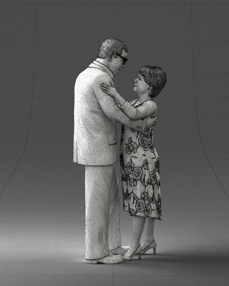 000279 Realistic Elderly Couple Embracing 0709 3D model_9